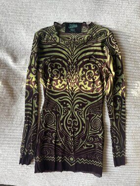 ✨ Jean Paul Gaultier Maille Sheer Mesh Printed Top (Made in Italy) ✨
